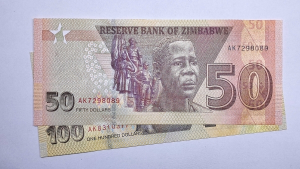 Cédula do Zimbabwe - 50 - 100 Dollars - 2020 - 2 Cédulas - P105 - P106 - FE