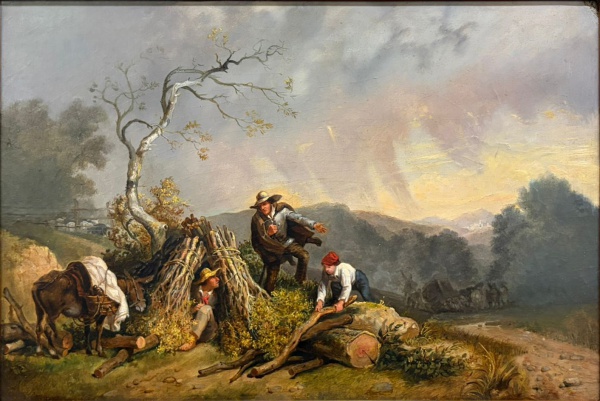 NICOLAS ANTOINE - TAUNAY Viajantes O.s.m. Mede: 50 x 35 com moldura 83 x 68 cm