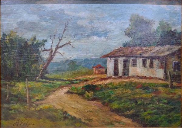 ALFREDO VOLPI "Paisagem". O.s.m. Mede: 54 x 38 cm , 89 x 73 com moldura.