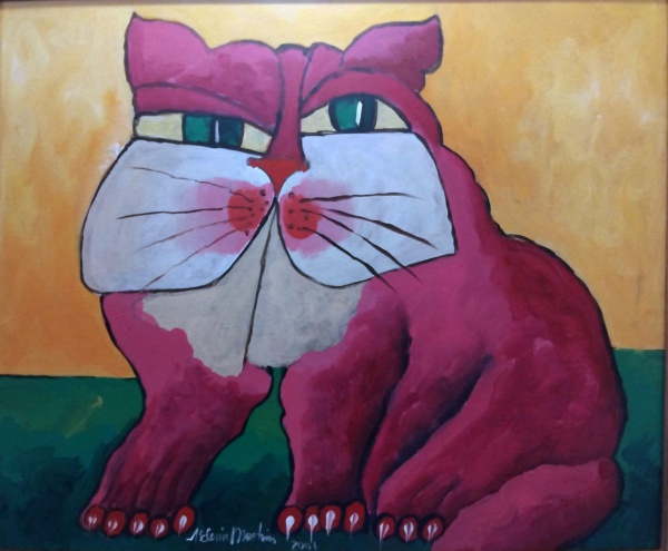 ALDEMIR MARTINS Gato.A.s.t. Assinado no cie. Mede: 60 x 50 cm de alt, com moldura 80 x 70 cm de alt