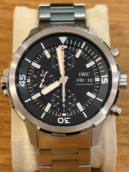 Relógio IWC Aquatimer Chronograph, caixa de aço 44 mm, movimento automático, visor de saphira, mostrador preto, fecho de aço dobrável, cronógrafo, data, reserva de corda 44 horas (estado de novo) acom