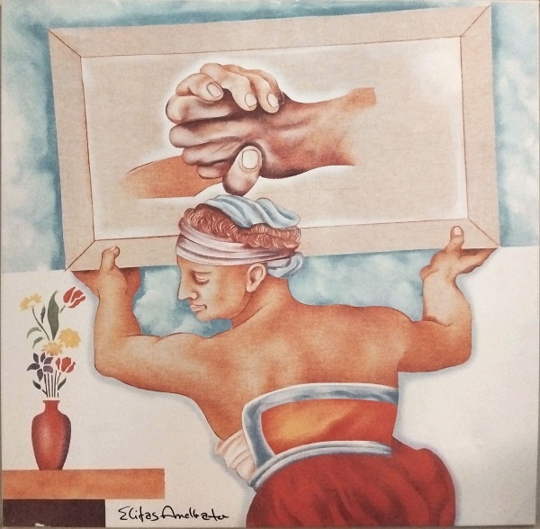 ELIFAS ANDREATO " Manifesto" Gravura digital sobre tela. Mede: 50 x 50 cm