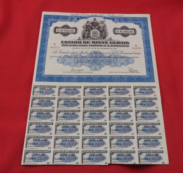 Arte . Certificado histórico de ações (cautela) da antiga Comp foto 4