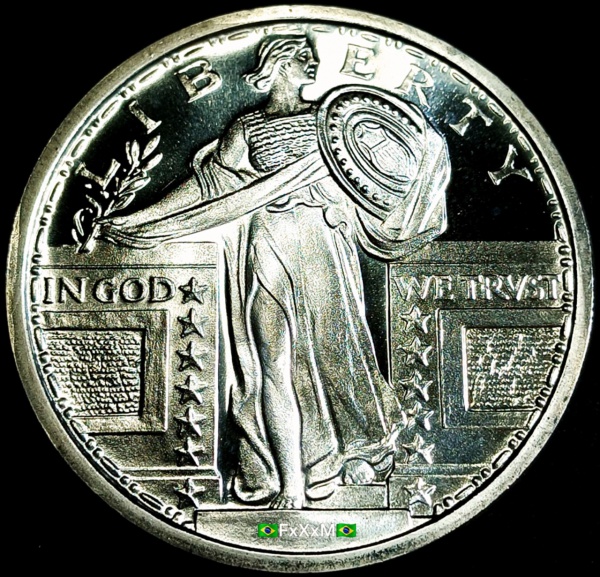 Joias . Medalha Estrangeira Estados Unidos da América One Troy Oz Standing Liberty - ...