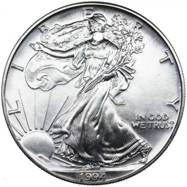 Joias . Moeda dos Estados Unidos da América Silver Eagle Dólar - One Troy Oz Prata .999 ...