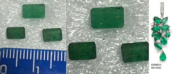 Joias . COLAR E PAR DE BRINCOS EM PRATA 950 COM ESMERALDAS LAPI foto 3
