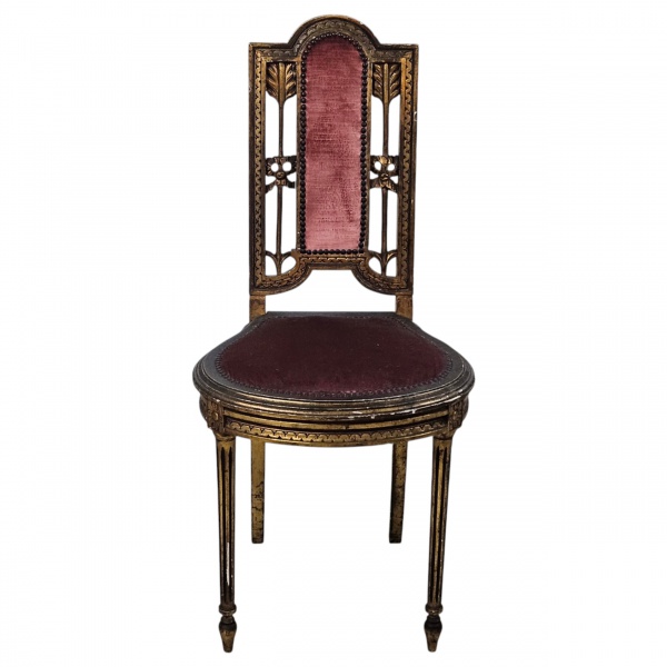 Cadeira francesa Louis XV, estofada com veludo. Séc.XX. 90cm altura.