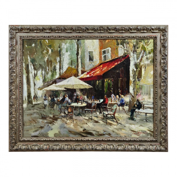 Assinatura ilegível. "Paisagem parisiense" o.s.t. 70 x 100 cm. Ass.cid.