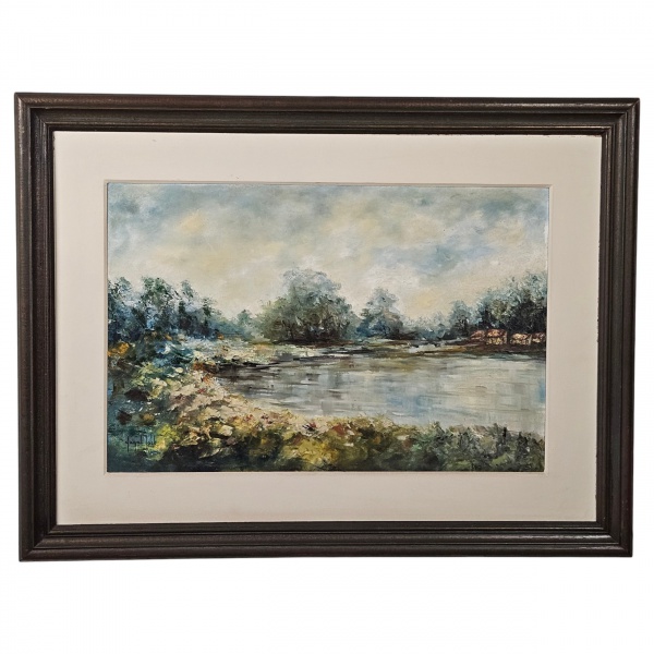 Magali Tock. Campo florido - o.s.t. - 40 x 60 cm - assinado cie e verso.