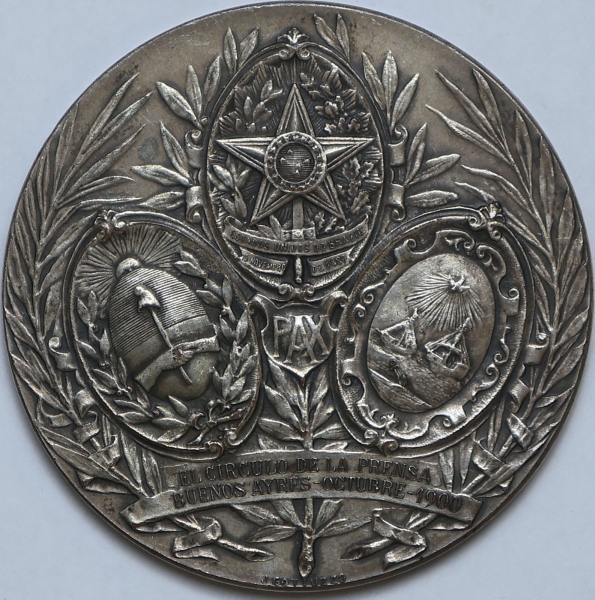 Joias . Medalha da Argentina para o Brasil - 1900 - Prata (.900 foto 5