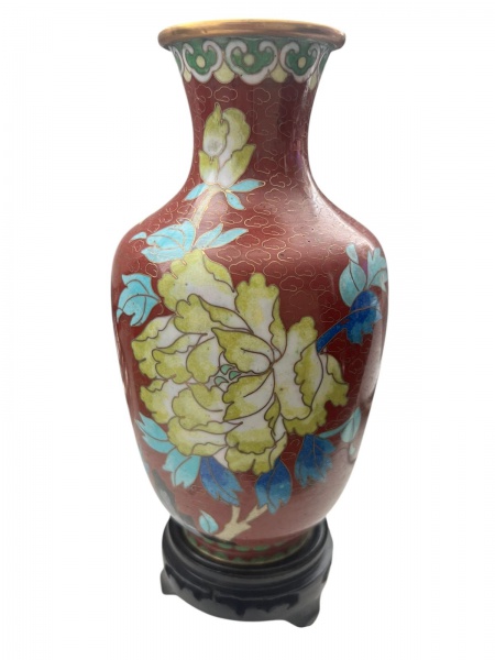 Joias . Antigo e raro vaso em Cloisonné, todo em bronze, pintad foto 6