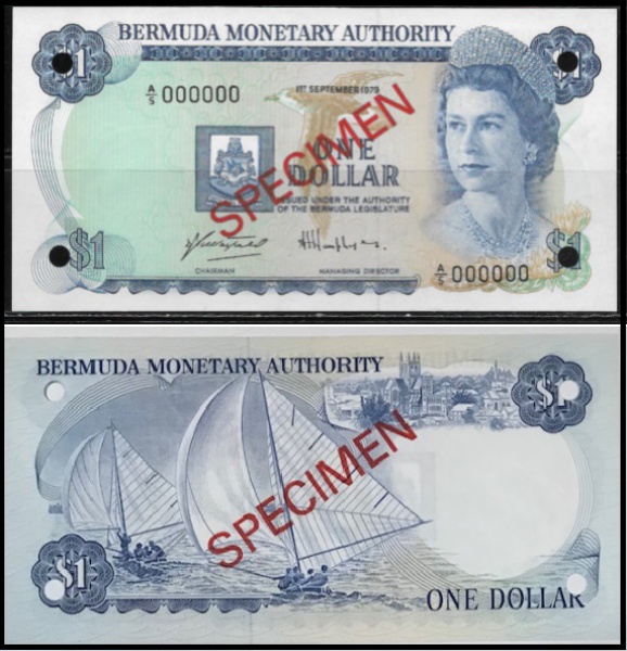 Lote 1664 SPÉCIMEN BERMUDA - CÉDULA DE  1 DÓLAR DO ANO 1979  - CEDULA EM ESTADO FLOR DE ... Valor in