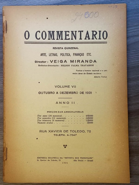 Arte . O Commentario, Revista Quinzenal de Arte, Letras, Polit foto 1