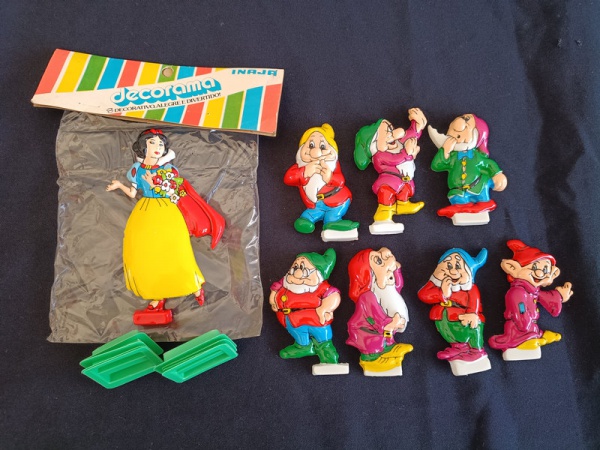 Raríssima Coleção Branca de Neve e Sete Anões Plástico CASCA DE OVO  Decorama Inajá (Anos 70/80)