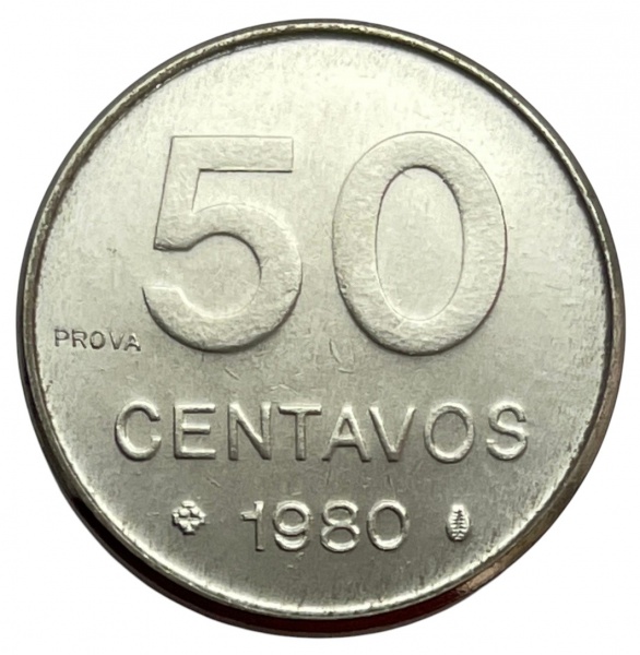 Moeda do Brasil - 50 Centavos - 1980 - Boizinho - PROVA - Aço-Inox - Cat. AI E331 - Flor de Cunho