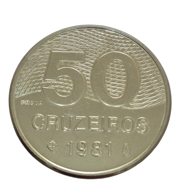 Moeda do Brasil -PROVA - 50 Cruzeiros - 1981 - Aço Inox - Cat AI. E346