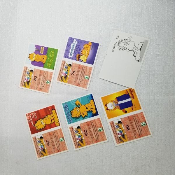 Cartões do álbum Garfield sem repetições. Caso as informações descritas neste lote não sejam suficientes para sanar suas dúvidas, mande um WhatsApp para (11) 91264-3806 ou envie um e-mail para contato