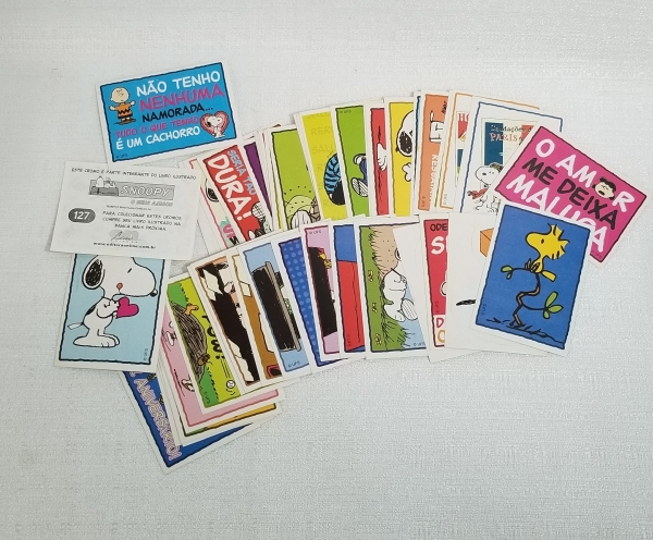 Figurinhas `Snoopy e seus amigos` sem repetições. Caso as informações descritas neste lote não sejam suficientes para sanar suas dúvidas, mande um WhatsApp para (11) 91264-3806 ou envie um e-mail para