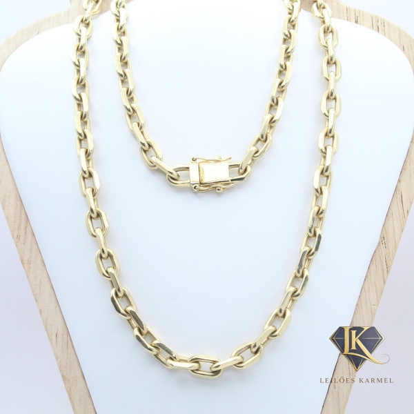 Corrente Maciça Elos Cartier Fecho Gaveta em Ouro Amarelo 14K, 70cm de comprimento, Peso de 101,1 gr. Acompanha Certificado de Garantia Leilões Karmel.
