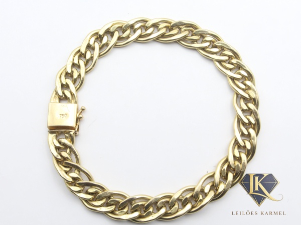 Pulseira Fecho Gaveta em Ouro Amarelo 18K, 20cm de comprimento, Peso de 10.1 gr. Acompanha Certificado de Garantia Leilões Karmel.