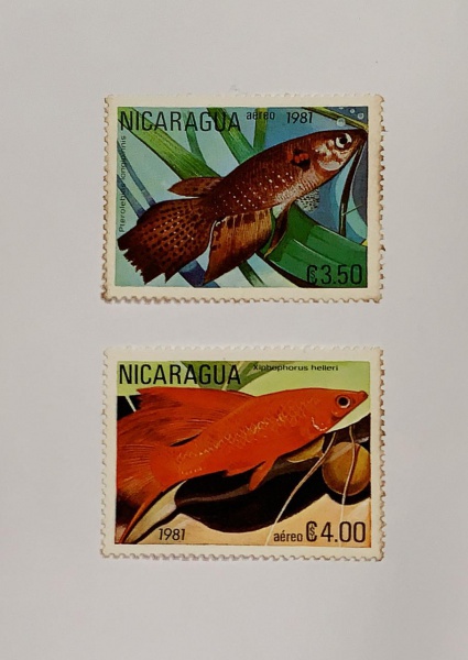 Nicarágua - fauna - num 965A/B - novos - sem goma - com óxido