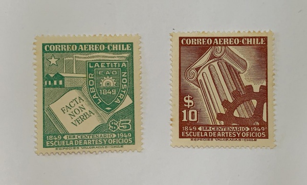 Chile - num A124/5 - novos - mint NH - 1 com ponto de óxido