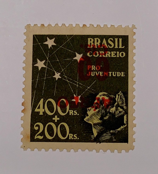 Brasil - num A54C - sobrecarga invertida - marca de charneira - leves pontos de óxido