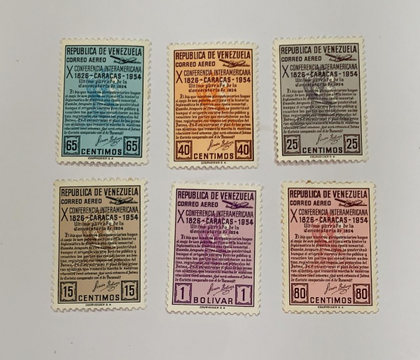 Venezuela - num 555/60 - novos - com marca de charneira - leves pontos de óxido