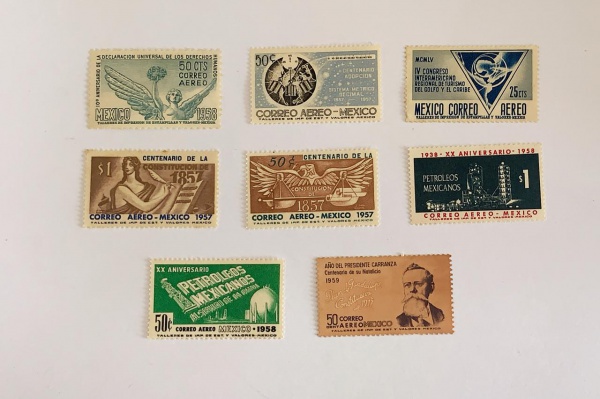 México - selos diversos - novos - alguns com marca de charneira e leves pontos de óxido