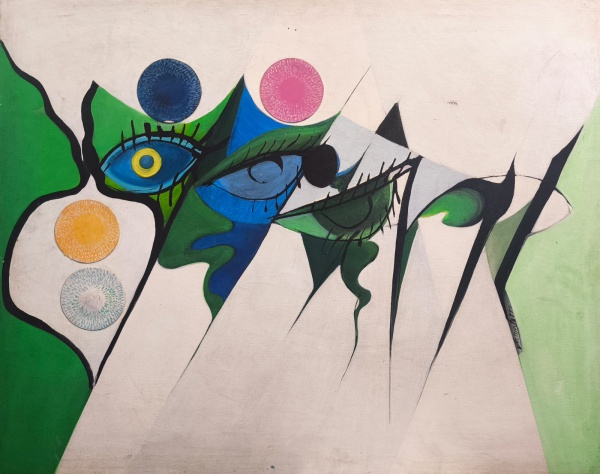 VANIA FERRO, Óleo e Colagem sobre Tela, Representando " Abstrato ", Sem Moldura, Medida da Tela 80 x 100 cm