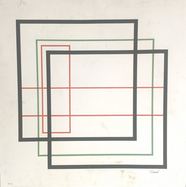 PEDRO PONDÉ, Gravura H.C. , Representando " Forma Geométrica ", Sem Moldura medindo 42 x 42 cm