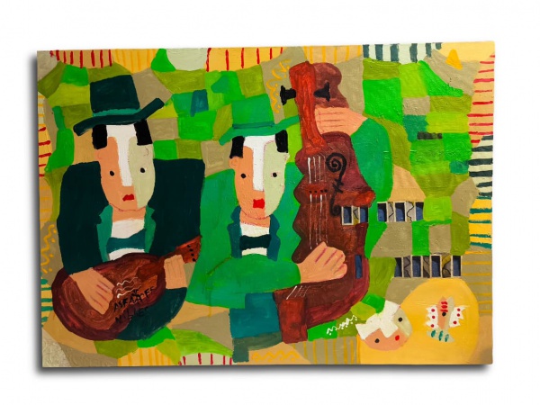 ASFADUROFF NIBBES, Técnica Mista sobre Tela, Representando " Les Musiciens ", Sem Moldura Medindo 70 x 100 cm.