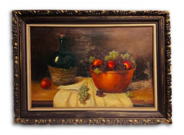 Artista Desconhecido, Óleo sobre Tela, Representando " Natureza Morta " Com Moldura medindo 107 x 77 cm e Medida Interna 90 x 60 cm.
