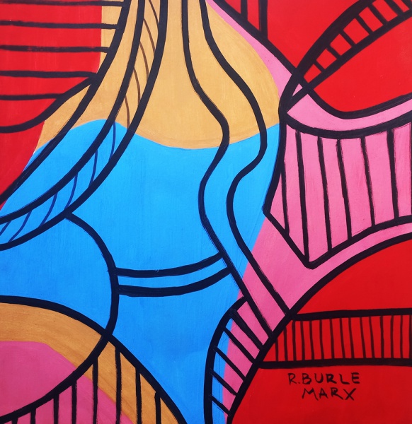R. BURLE MARX, Acrílica sobre Papel, Representando " Abstrato ", Sem Moldura medindo 26 x 25 cm
