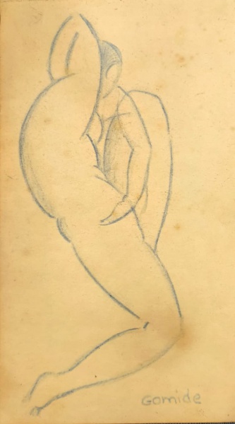 ANTÔNIO GOMIDE, Crayon sobre Papel, Representando " Figura Feminina ", Medindo 21,5 x 12,5 cm Sem Moldura