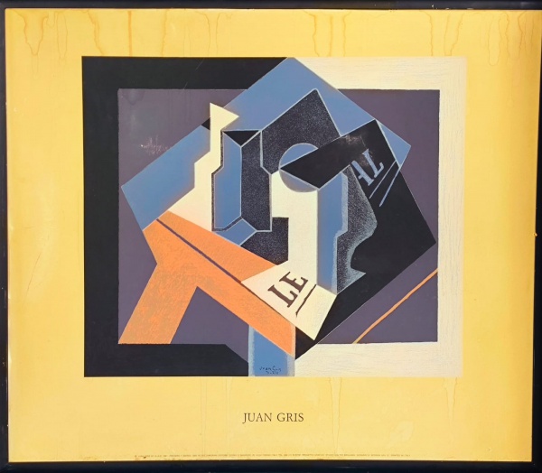 JUAN GRIS, Serigrafia, Representando " Frutero y Diario ", Com Moldura, Medida Externa 90,5 x 104 cm e Medida Interna 85 x 99 cm, No Estado
