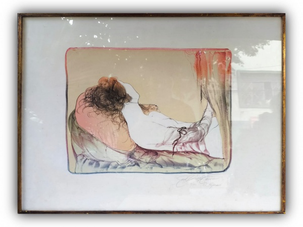 GUILHERME FARIA, Litogravura 8/120, Título da Obra " O Esperado ", Com Moldura Medindo 56 x 75 cm