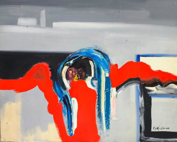 TIKASHI FUKUSHIMA, Óleo sobre Tela, Representando " Abstrato ", Sem Moldura Medindo 50 x 40 cm