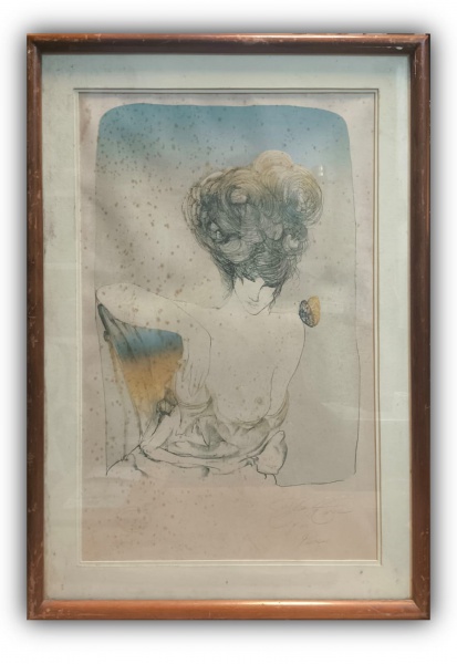 GUILHERME DE FARIA, Gravura P/A, Representando " Paigue ", Com Moldura Medindo 73,5 x 54 cm e Medida Interna 59,5 x 39,5 cm, No Estado