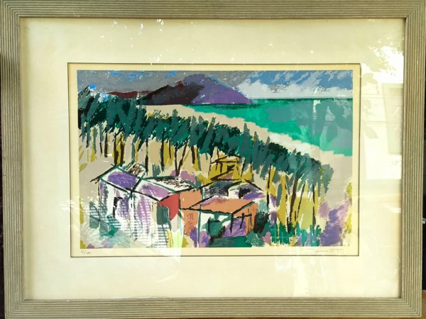 NILTON ZANOTTI, Serigrafia, Tiragem 12/100, Representando " Paisagem " Com Moldura, 0,66m x 0,50m Externa e 0,43m x 0,28m Interna
