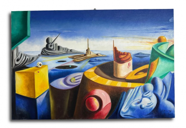 COSTA SANTIAGO, Óleo sobre Tela, Representando " Abstrato ", Sem Moldura medindo 60 x 89,5 cm