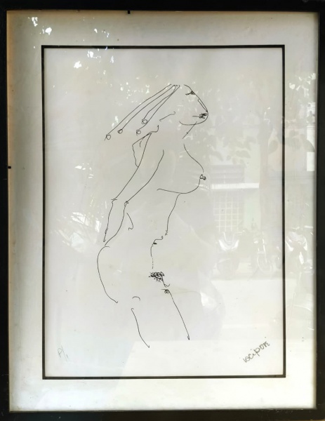 CACIPORÉ TORRES, Gravura sobre Metal P/I, Representando " Figura Feminina " Com Moldura, 0,60m x 0,77m Externa e 0,44m x 0,60m Interna, Possui Vidro Frontal