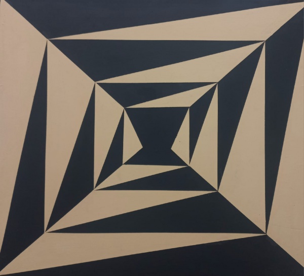 JUDITH LAUAND, Acrílico sobre Madeira Maciça, Representando " Geométrico ", Datado em 1985, Sem Moldura Medindo 50 x 44 cm