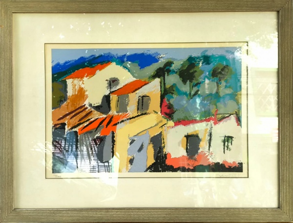 NILTON ZANOTTI, Serigrafia, Tiragem 17/100 , Representando " Casarios " Com Moldura, 0,66m x 0,50m Externa e 0,43m x 0,28m Interna, Possui Vidro Frontal