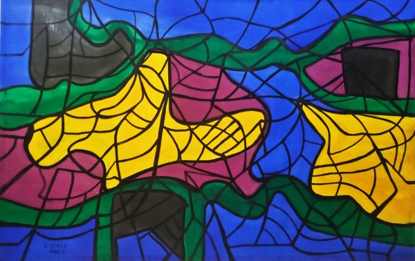 R. BURLE MARX, Panneau, Acrílico sobre Tela, Representando " Abstrato ", Sem Moldura, Medida da Tela 145 x 93 cm, A.C.I.E, Acompanha com o Documento da Obra