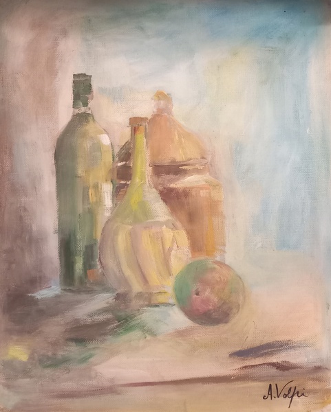 A. VOLPI, guache sobre papel, composição, medindo 33 x 41 cm. Sem moldura.