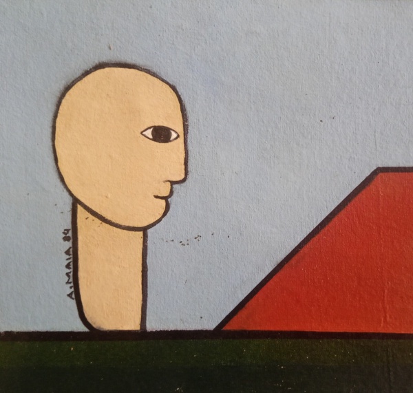 Antônio Maia - Figura -Acrílica sobre tela -22 x 22 cm - ACE e datado 84