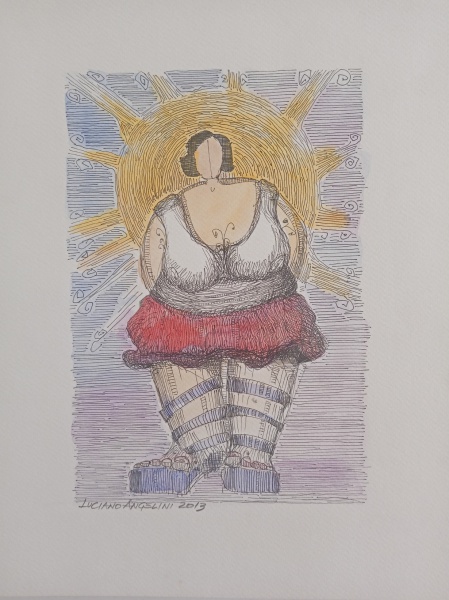 Luciano Angelini -Mulher Viking-Nanquim e aquarela - 26 x 16 cm - CIE e 2013