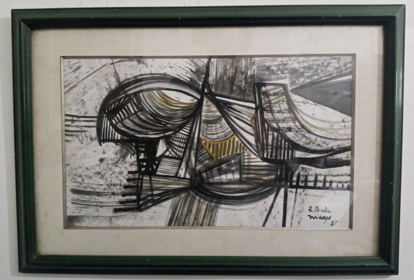 BURLE MARX, Composição - tecnica mista sobre cartão-30 x 50 cm - acid e 87