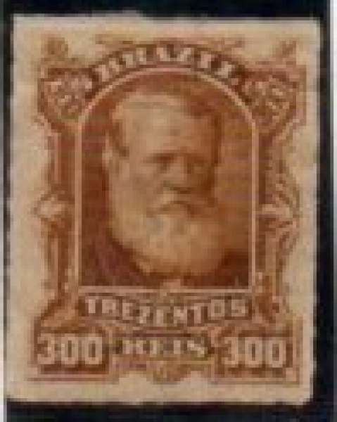 SR044NL1 - Selo Brasil Império - 300 Reis - Dom Pedro ll - PERCÊ - Barba Branca - 1878 - Novo - Otima Peças